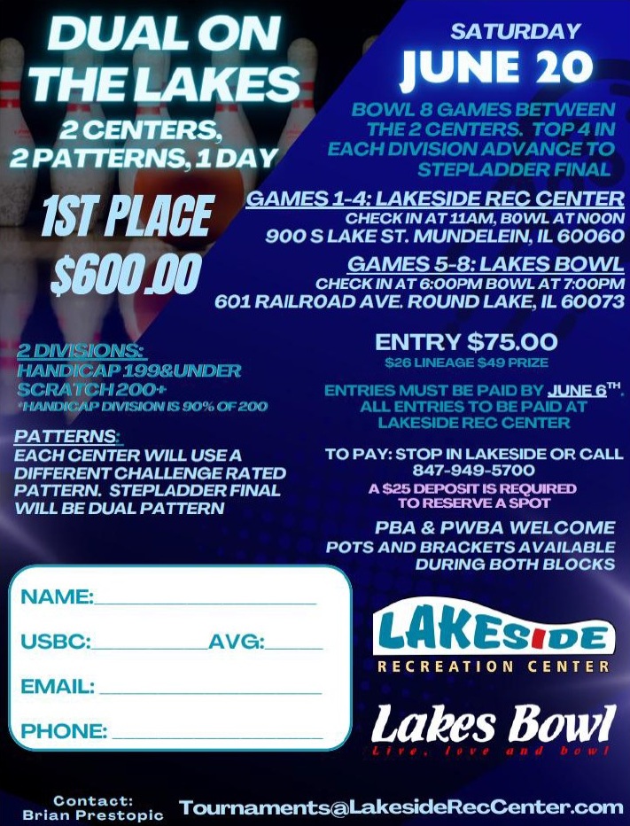 Duel on the Lakes Bowling Tournament at Lakeside Recreation Center in Mundelein and Lake Bowl Round Lake