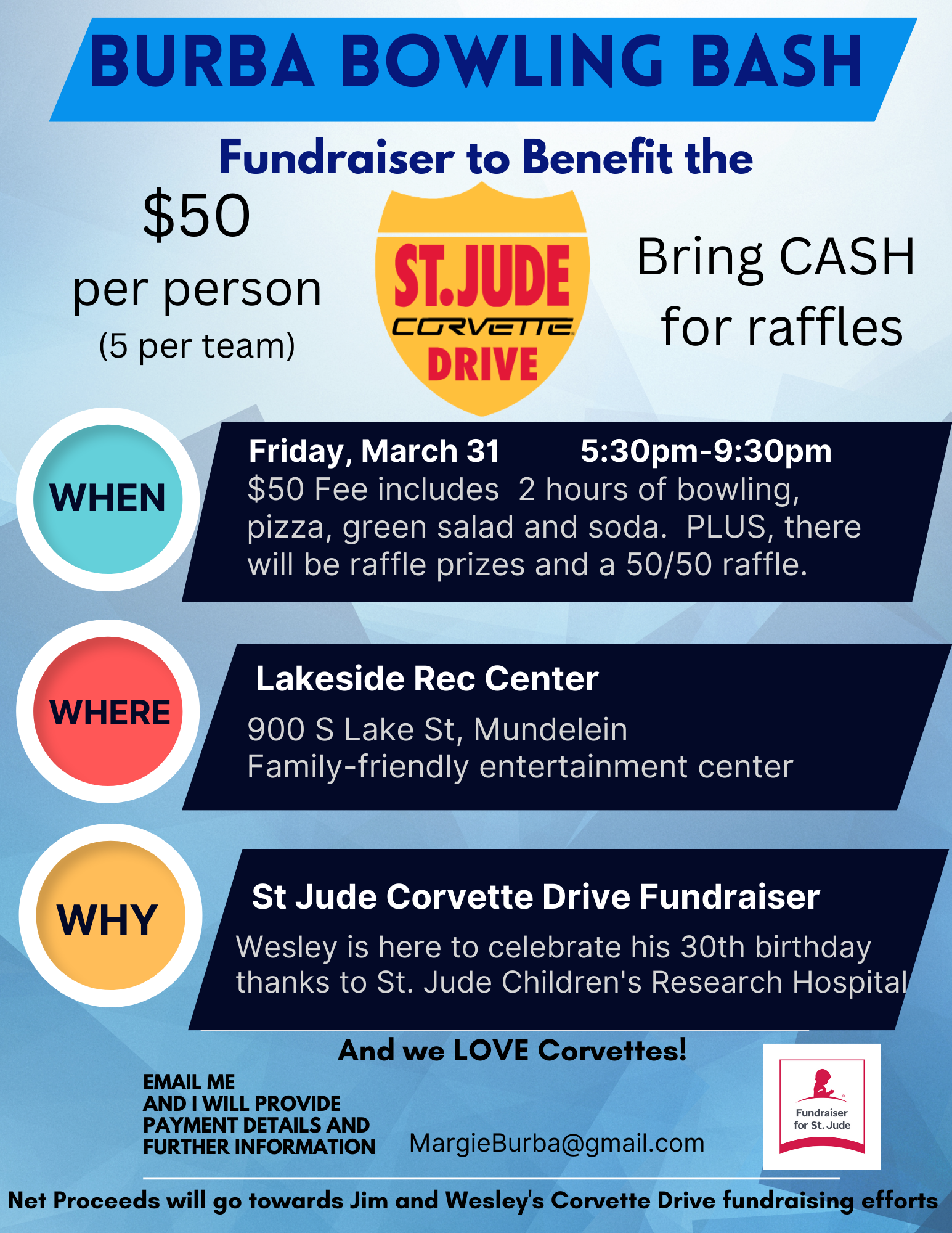 Burba Bowling Bash Fundraiser to Benefit the St Jude Corvette Drive Fundraiser