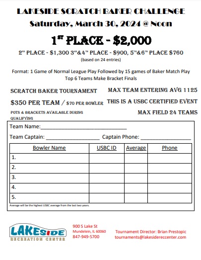 Lakeside Scratch Baker Challenge Saturday, March 30, 2024