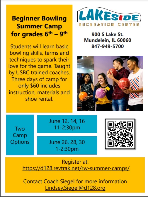Beginner Bowling Summer Camp Grades 6th - 9th at Lakeside Recreation Center Mundelein, Illinois